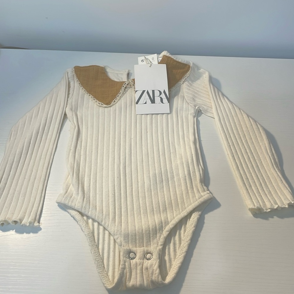 Zara 12-18 month tan and cream shirt